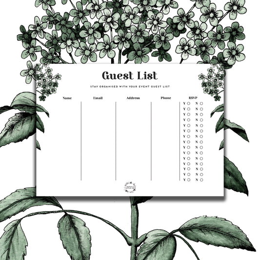 Guest List planner, printable and downloadable, this wedding guest list planner with help organise your guest list.