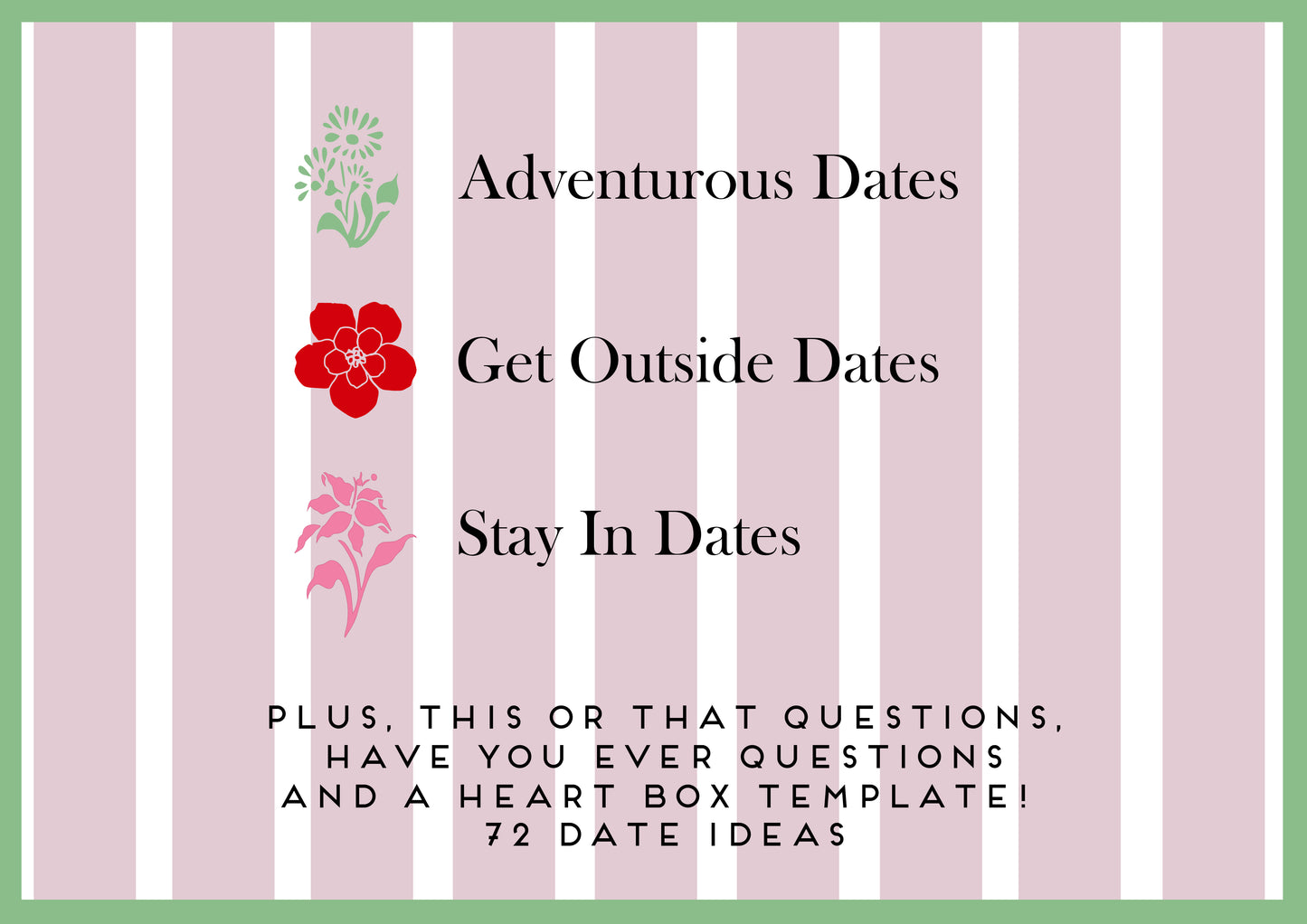 DATE NIGHT IDEAS/Printable Sheets and Box