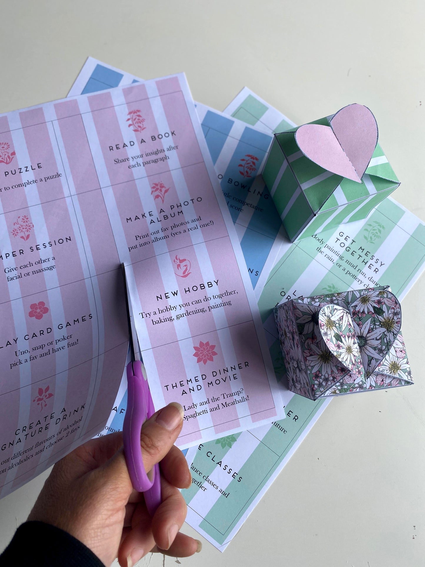 DATE NIGHT IDEAS/Printable Sheets and Box