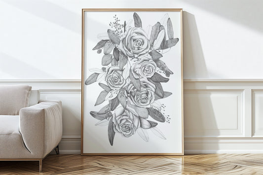 Rose & Gum Leaf Print