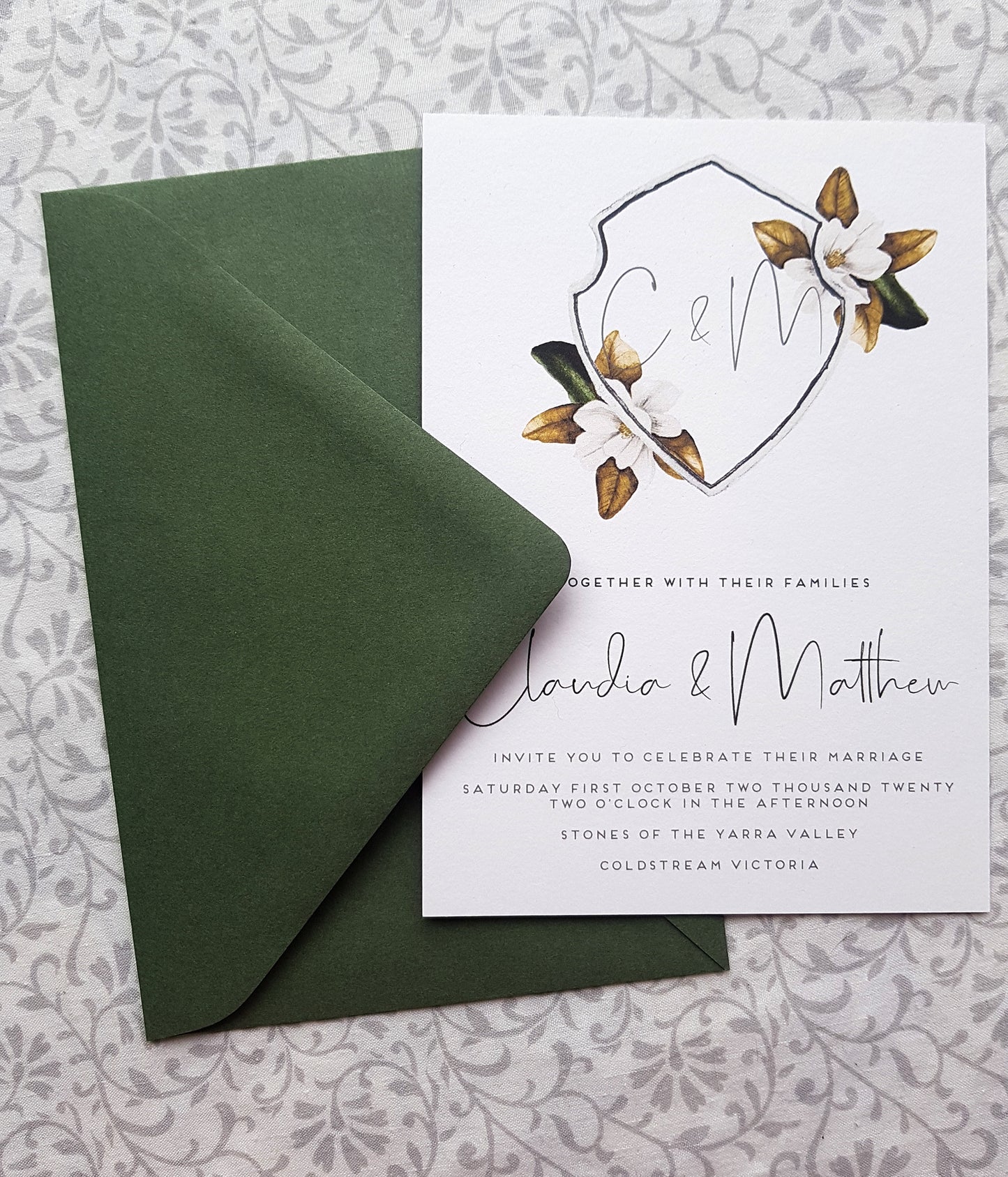 CREST Magnolia Design/Wedding Invitation