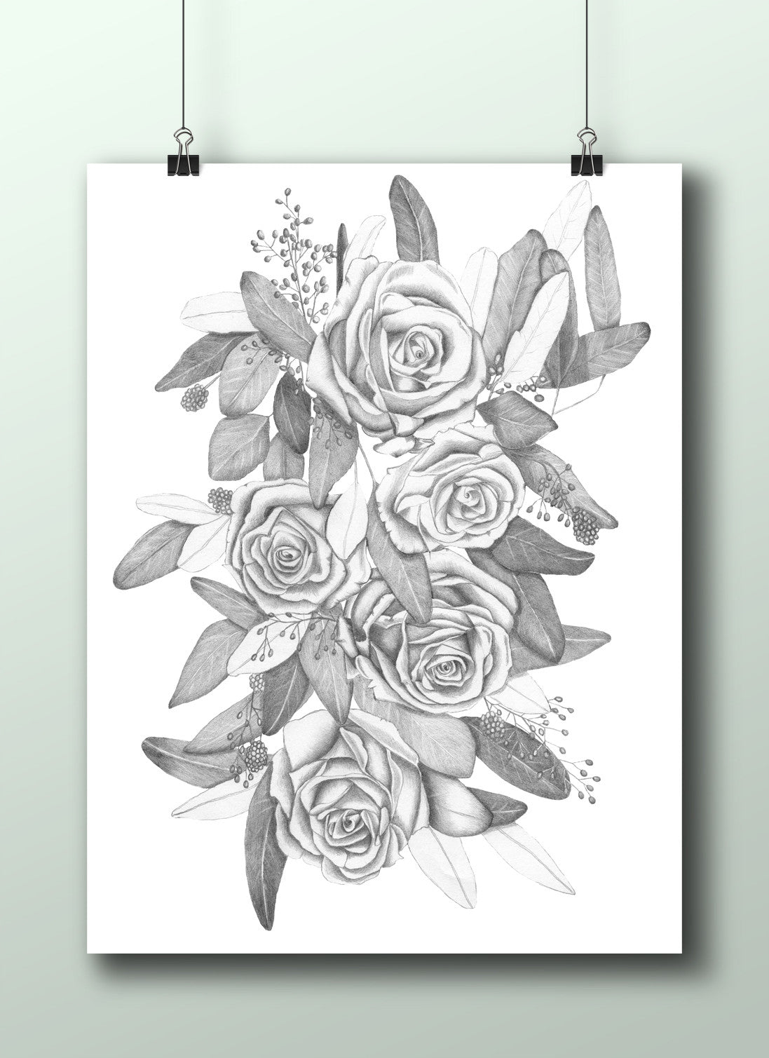 Rose & Gum Leaf Print